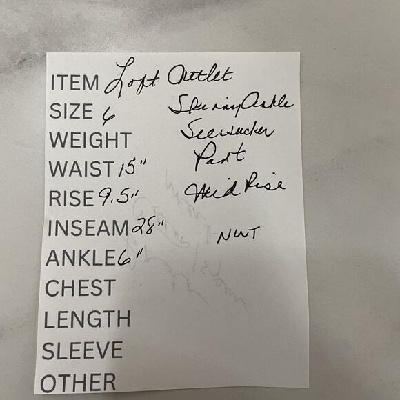 Loft Outlet SKINNY ANKLE Pants Size 6 Light Blue White Stripe Seersucker NEW - Picture 12 of 12